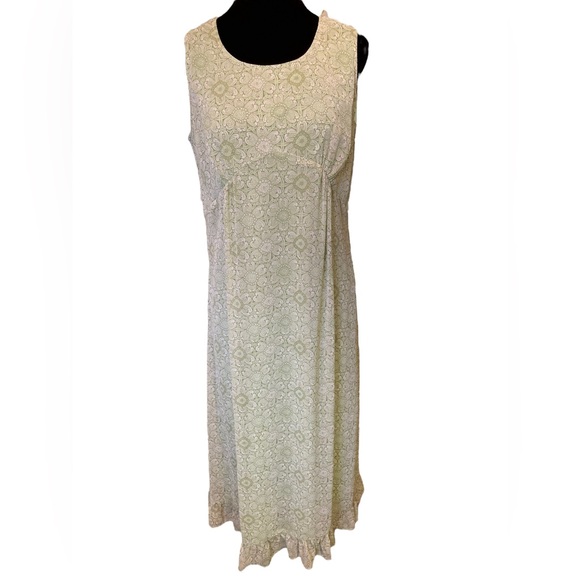 Kari New York Vintage Y2K Green Hippie Boho Whimsical Earthy Floral Midi Dress - Picture 1 of 6